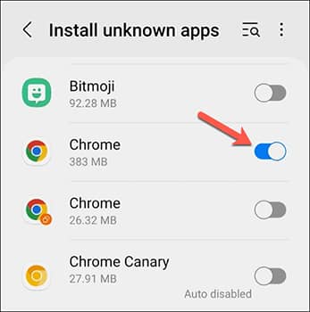 allow APK installation